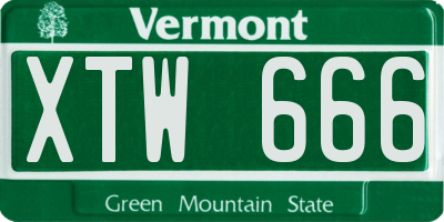 VT license plate XTW666