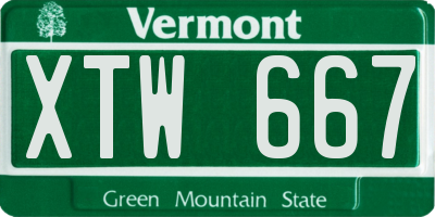VT license plate XTW667