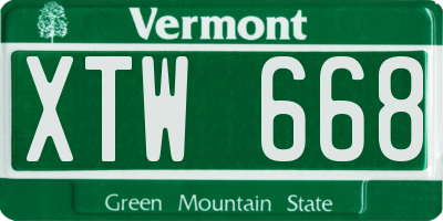 VT license plate XTW668