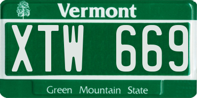 VT license plate XTW669