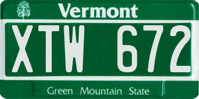 VT license plate XTW672