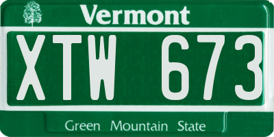 VT license plate XTW673