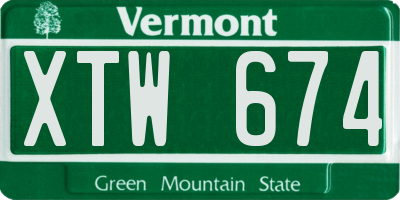 VT license plate XTW674