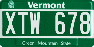VT license plate XTW678