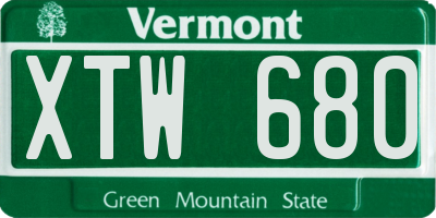 VT license plate XTW680