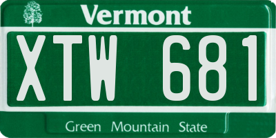 VT license plate XTW681