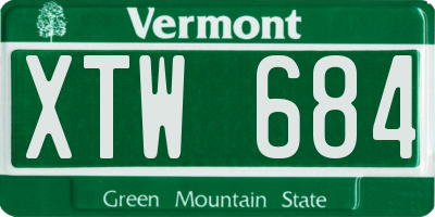 VT license plate XTW684