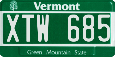 VT license plate XTW685