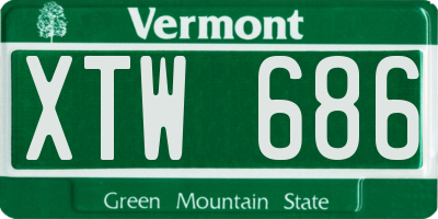 VT license plate XTW686