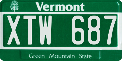 VT license plate XTW687