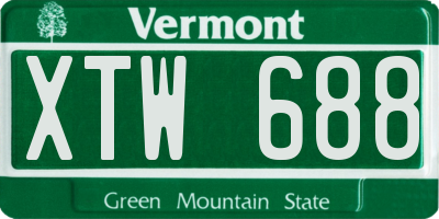 VT license plate XTW688