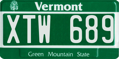 VT license plate XTW689