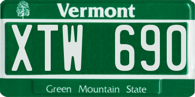 VT license plate XTW690