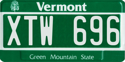 VT license plate XTW696