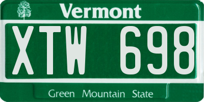 VT license plate XTW698