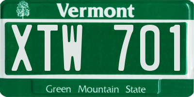 VT license plate XTW701
