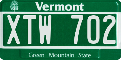 VT license plate XTW702