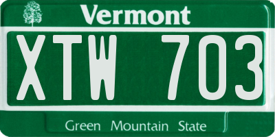 VT license plate XTW703