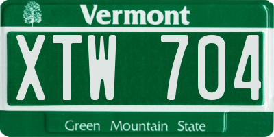 VT license plate XTW704