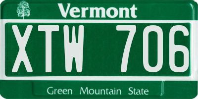 VT license plate XTW706