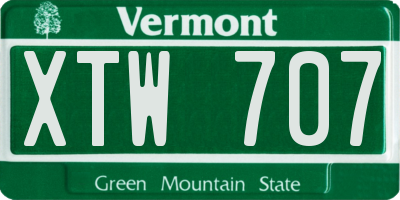 VT license plate XTW707
