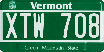 VT license plate XTW708