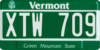 VT license plate XTW709