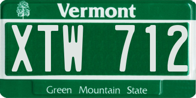 VT license plate XTW712