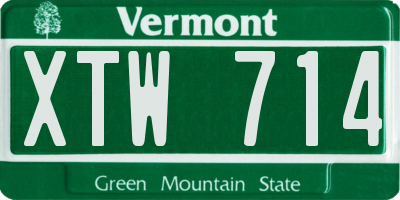 VT license plate XTW714