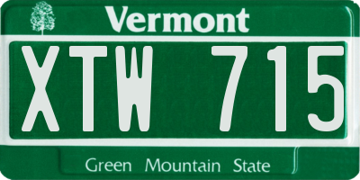 VT license plate XTW715