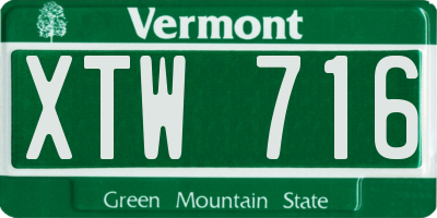 VT license plate XTW716