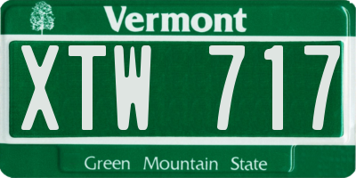 VT license plate XTW717