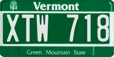 VT license plate XTW718