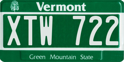 VT license plate XTW722