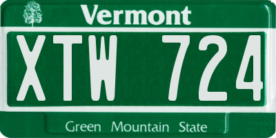 VT license plate XTW724