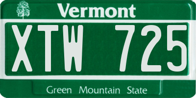 VT license plate XTW725