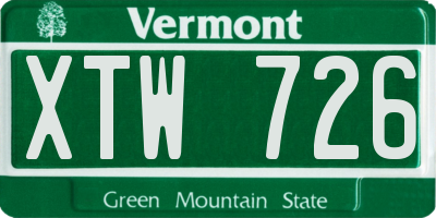 VT license plate XTW726