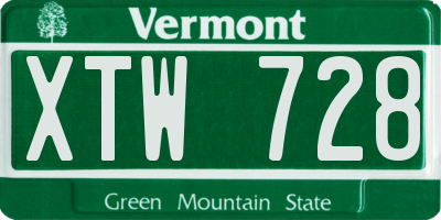 VT license plate XTW728