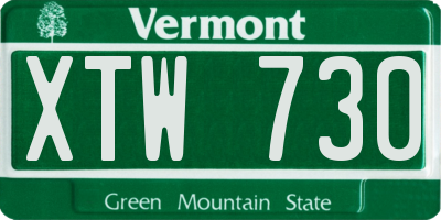 VT license plate XTW730