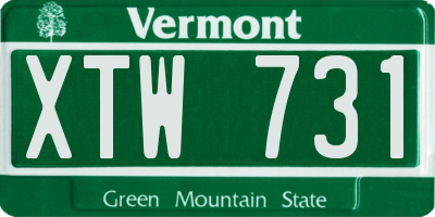 VT license plate XTW731