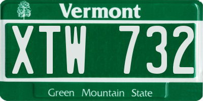 VT license plate XTW732