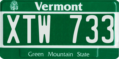 VT license plate XTW733