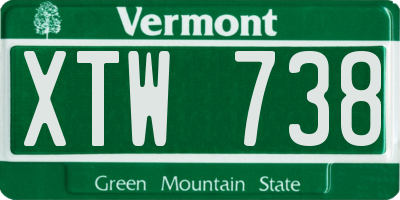 VT license plate XTW738