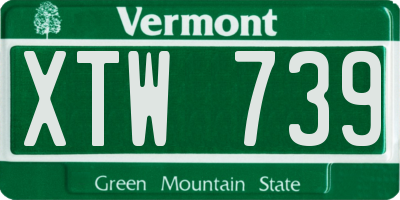 VT license plate XTW739