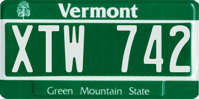 VT license plate XTW742