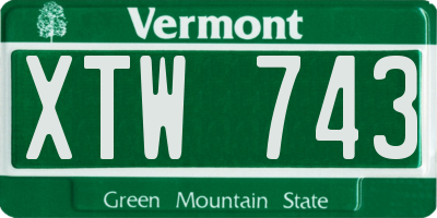 VT license plate XTW743