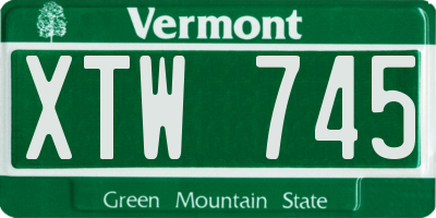 VT license plate XTW745