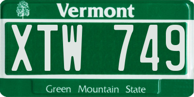 VT license plate XTW749