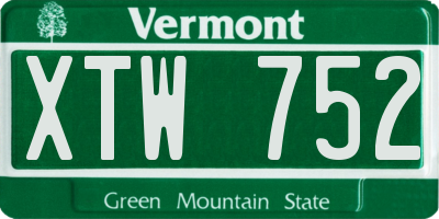 VT license plate XTW752