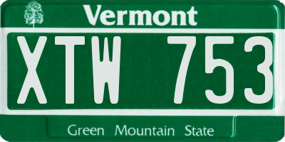 VT license plate XTW753